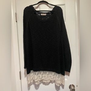 Black sweater with lace